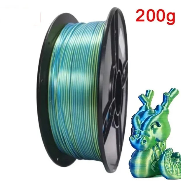200G Dual Color Filament Silk PLA 1.75mm FDM 3D Printer Plastic Material Shiny Filament PLA Multicolor Black Red Blue Gold Elk-Valley 3D