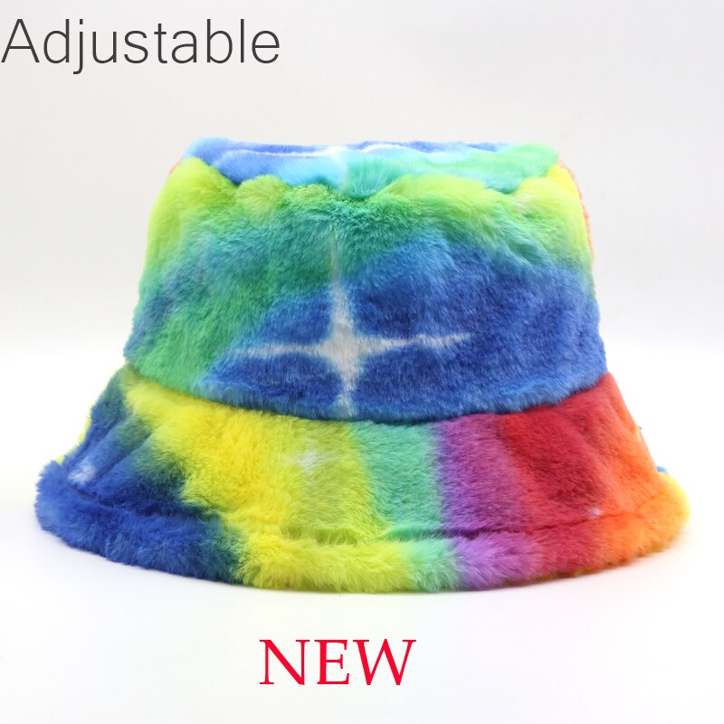 Winter Cow Leopard Faux Fur Fluffy Bucket Hats Women Outdoor Warm Sun Hat Soft Velvet Furry Fisherman Cap Girl Fashion Panama Elk-Valley 3D