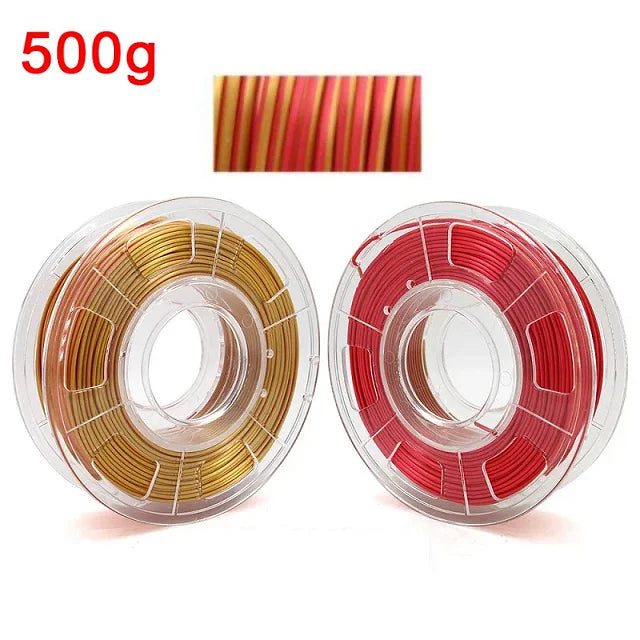 Dual Color Filament Silk PLA 1.75mm 1kg 500g 250g 3D Printer Plastic Material Two Colors Filament PLA Black Red Green Bundle New Elk-Valley 3D