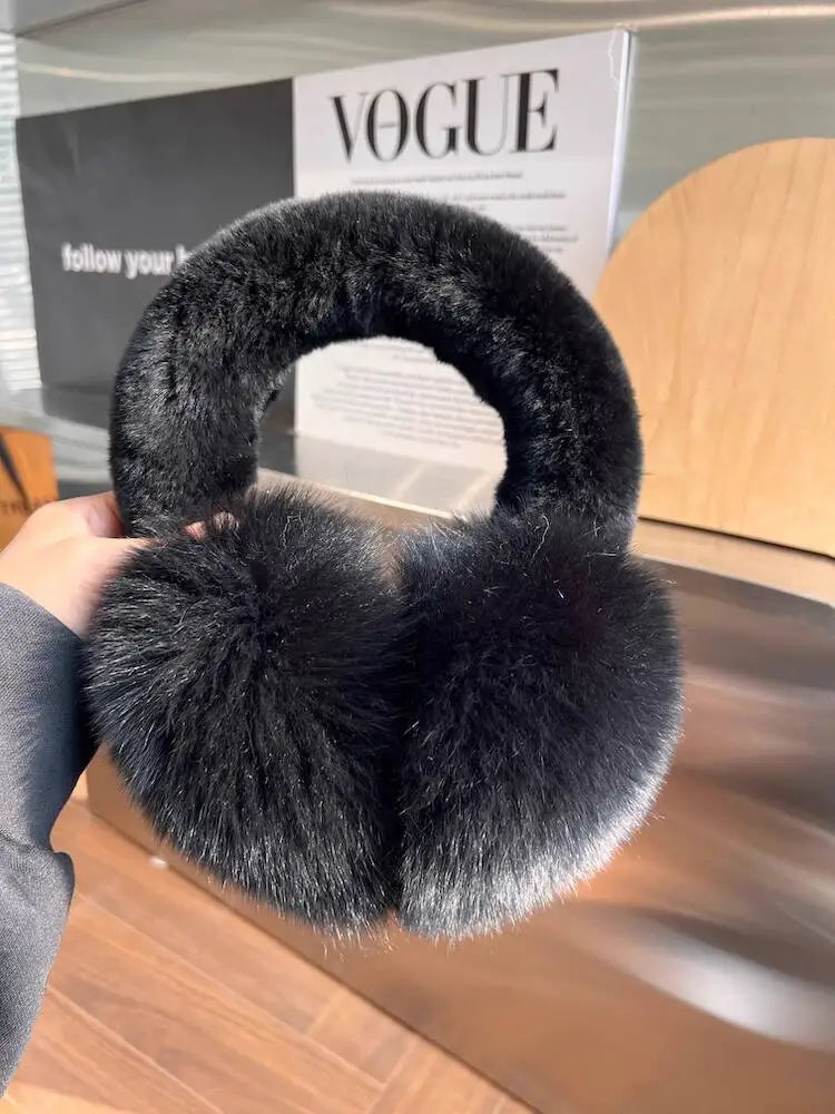 Real Fox Ear Muffs For Women Winter Thick Warm Ear Covers Plush Ear Muffs For Riding outdoor Female Ear Protection Anti-Freeze Elk-Valley 3D