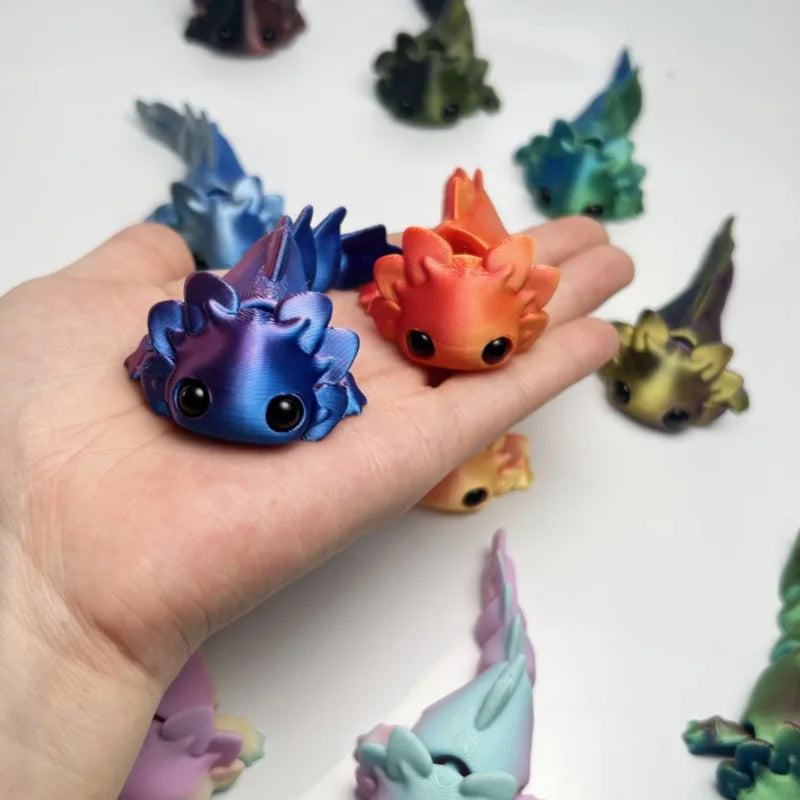3D Printed Axolotl Fidget Toy, Movable Joint Salamander Figurine, Colorful Articulated Desk Decor Elk-Valley 3D