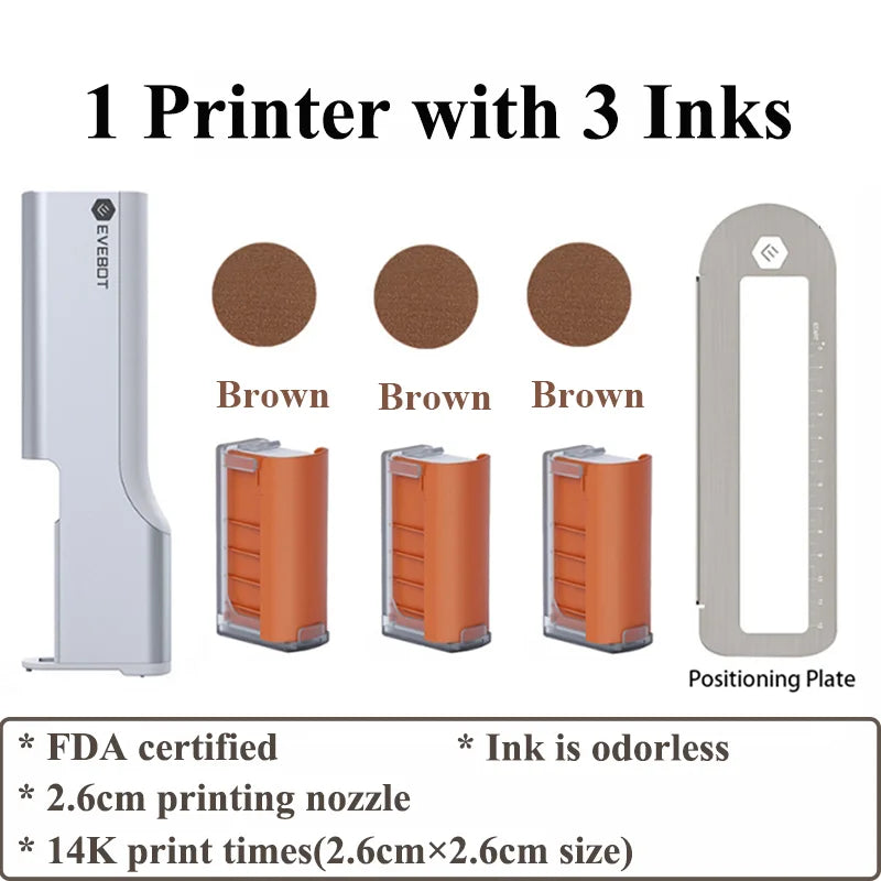 Evebot Food-grade Portable PrintPen Handheld Inkjet Printer Specifically for Food Surfaces Perfect for Coffee Macaron Cakes Elk-Valley 3D