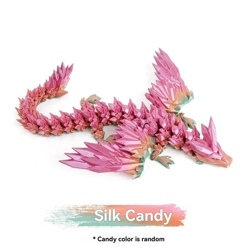 3D Printed Colorful Gem Dragon Figurines Movable Joint Rotatable Articulated Crafts Western Style Miniature Desk Ornament Dragon Elk-Valley 3D
