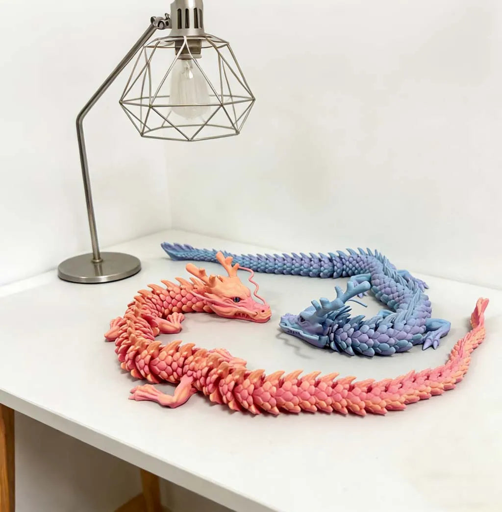3D Printed Chinese Dragon Statue, Flexible 3D Printed Animal, Couple, Lover, Gift, 30cm/11.81 Inches, 60cm/23.62 Inches Elk-Valley 3D