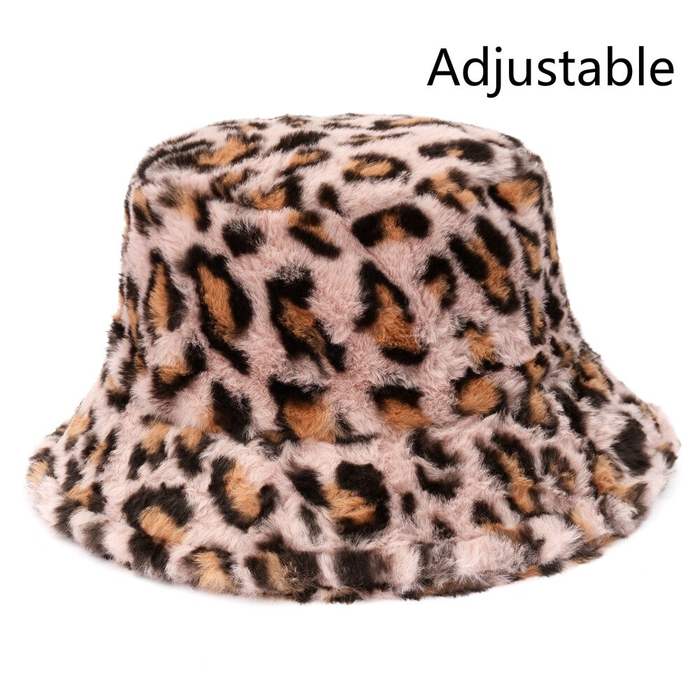 Winter Cow Leopard Faux Fur Fluffy Bucket Hats Women Outdoor Warm Sun Hat Soft Velvet Furry Fisherman Cap Girl Fashion Panama Elk-Valley 3D