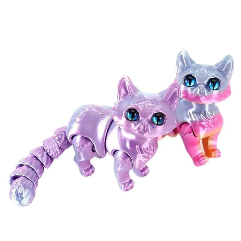3D printed cat, adult articulated cat toy, 3D printed animal toy stress relief decoration, 3D printed cute cat desktop pet Elk-Valley 3D