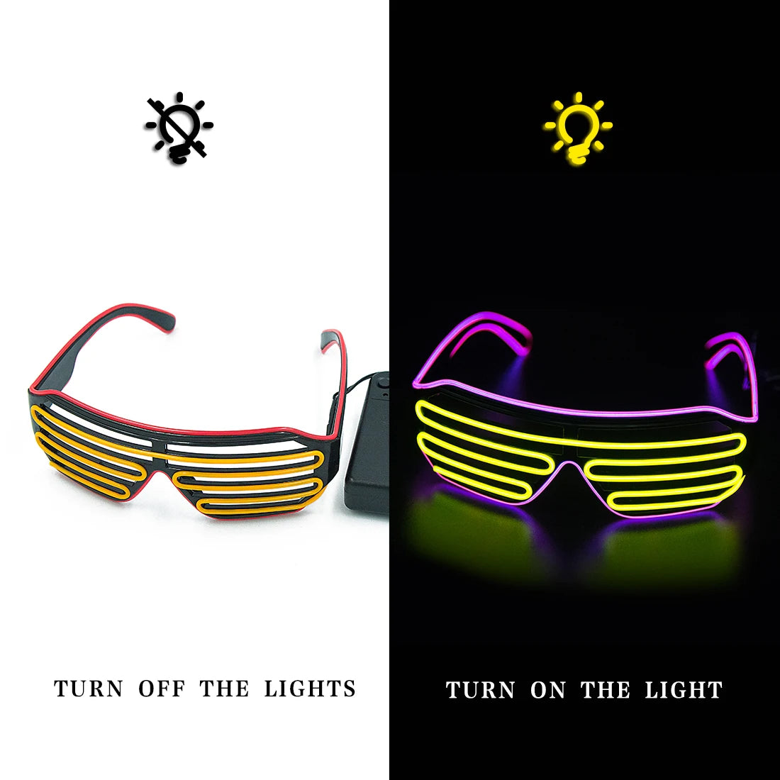Glowing Glasses LED Gafas Luminous Bril Neon Christmas Glow Sunglasses Flashing Light Glass for Party Supplies Prop Costumes New Elk-Valley 3D
