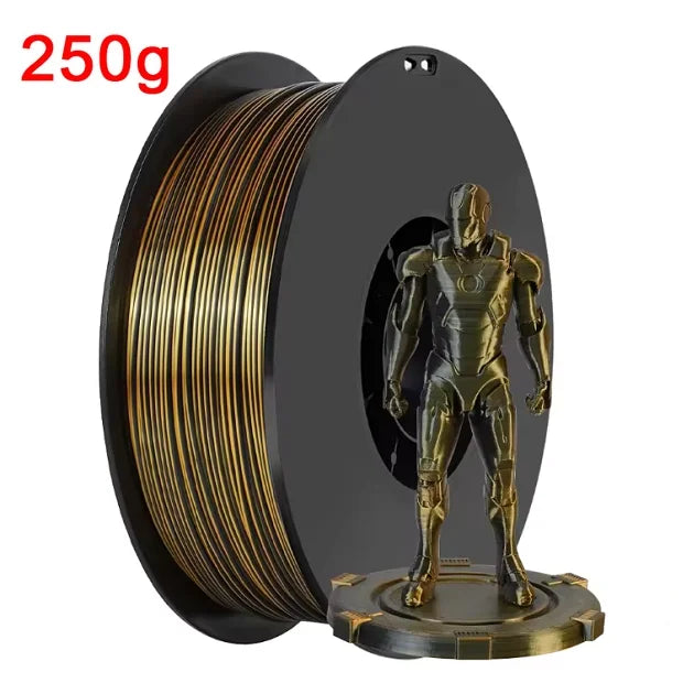 Dual Color Filament Silk PLA 1.75mm 1kg 500g 250g 3D Printer Plastic Material Two Colors Filament PLA Black Red Green Bundle New Elk-Valley 3D