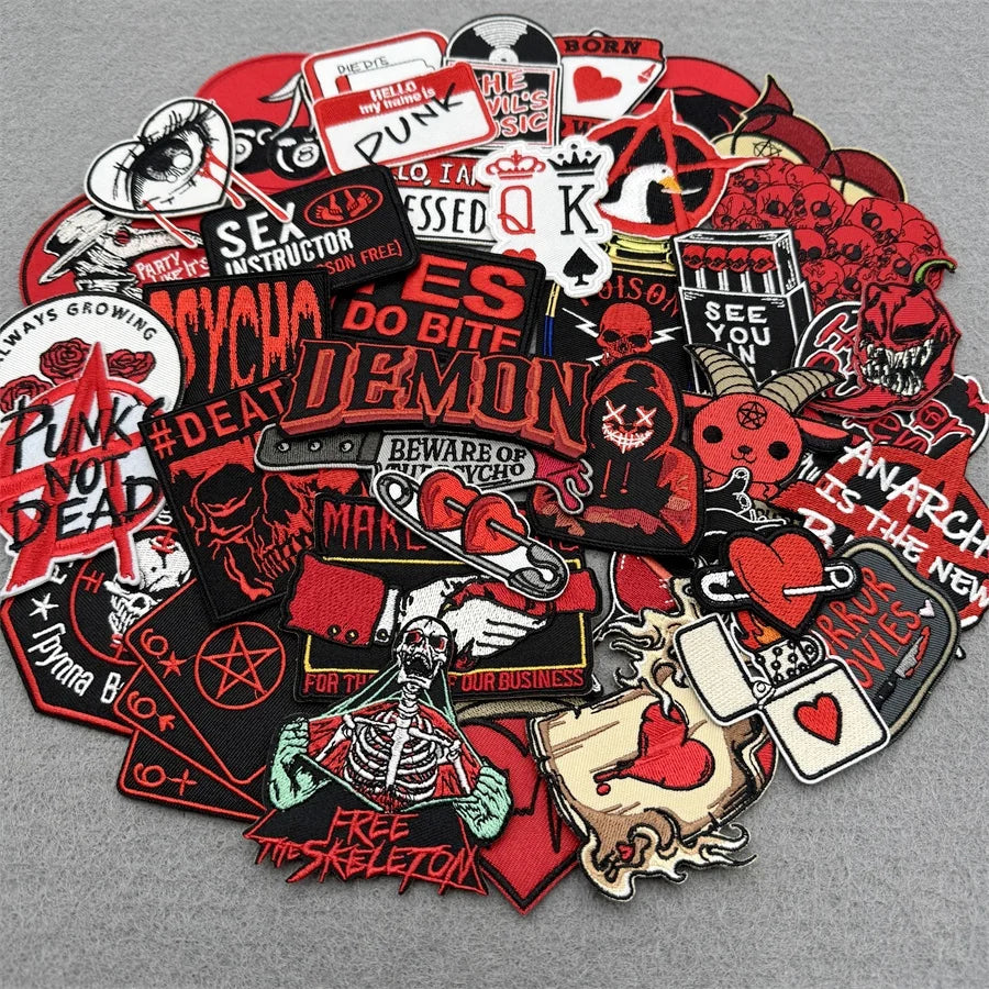 40pcs/lot PUNK Assorted  Iron on Patches Applique for Clothing DIY Embroidery Patches Decoration Stripes Stickers Jean Jacket Elk-Valley 3D