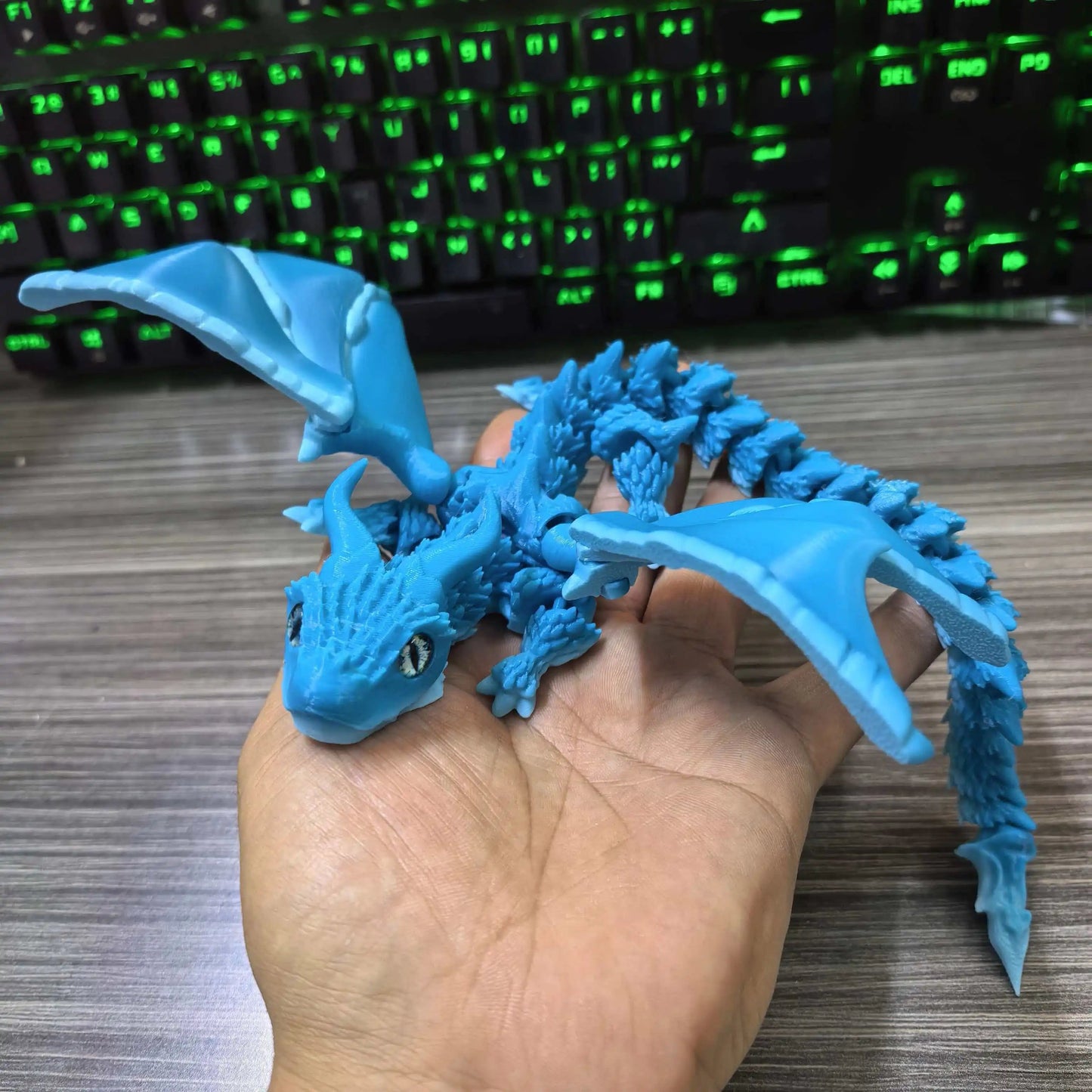 22-30CM 3D Printed Simulated Eyes Flying Dragon Baby Ornaments Joints Can Move Dragon Rockery Fish Tank Landscaping Decoration Elk-Valley 3D