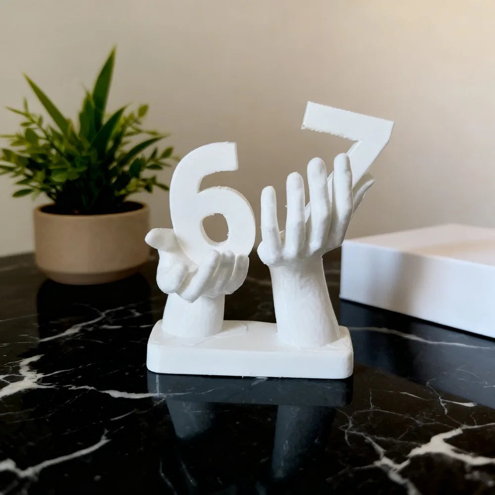 3D Printed Figurine Holding Digital Italian Brain Rot Math 67, Funny and Funny Meme Figurine Holding Digital 67 Sculpture Elk-Valley 3D