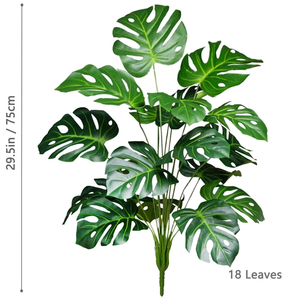 52-104cm(40.94in)  Artificial Monstera Plant Fake Palm Tree Plastic Turtle Leaf Green Plant for Home Garden Room Office Decor Elk-Valley 3D