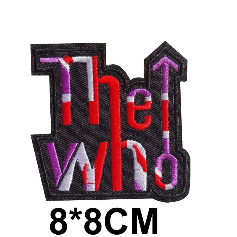 5PCS/ Text Clothing Stickers Fabric Applique Embroidery Iron On Patches,Punk Rock Music Band Badges Clothes Striped Sewing Patch Elk-Valley 3D