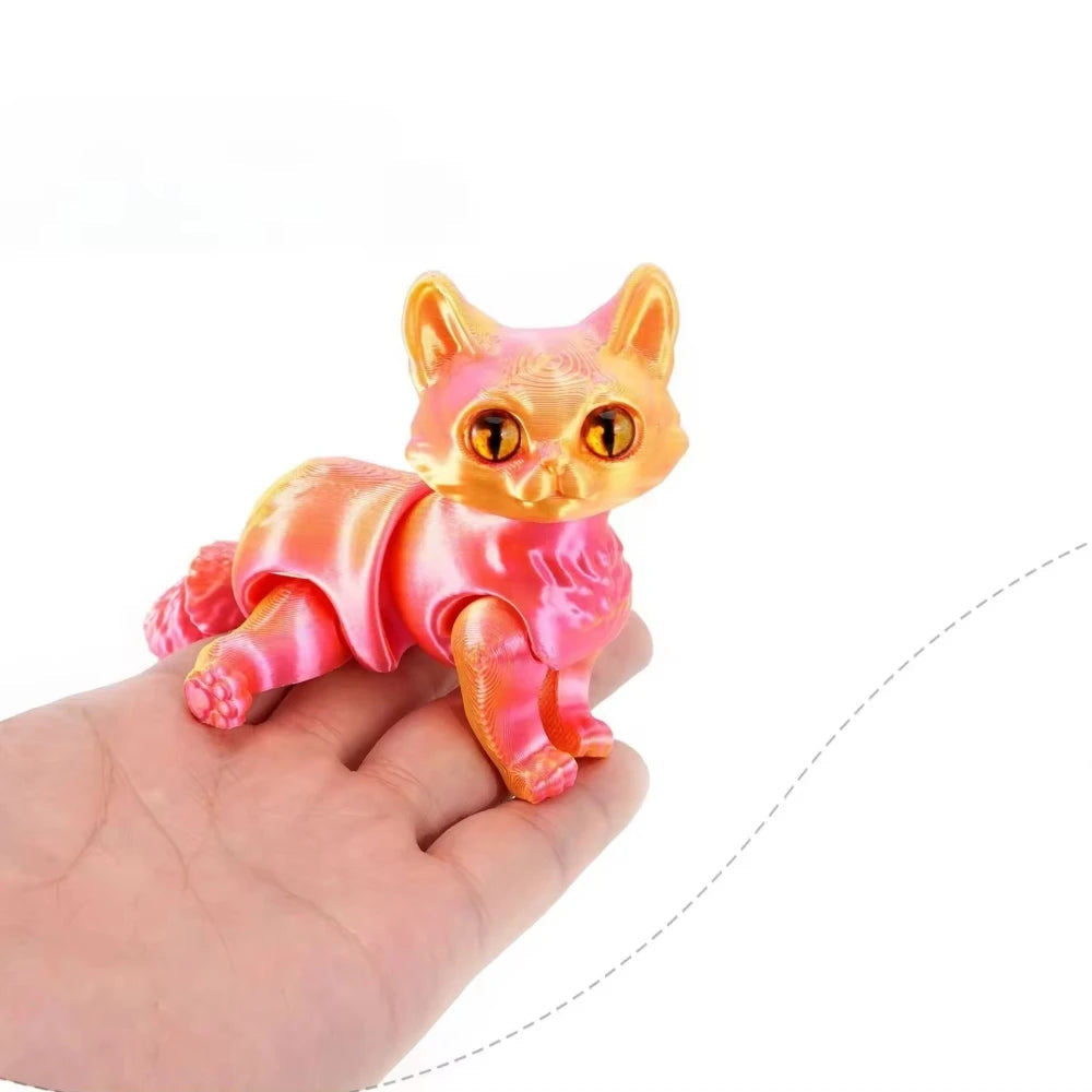 3D printed cat, adult articulated cat toy, 3D printed animal toy stress relief decoration, 3D printed cute cat desktop pet Elk-Valley 3D