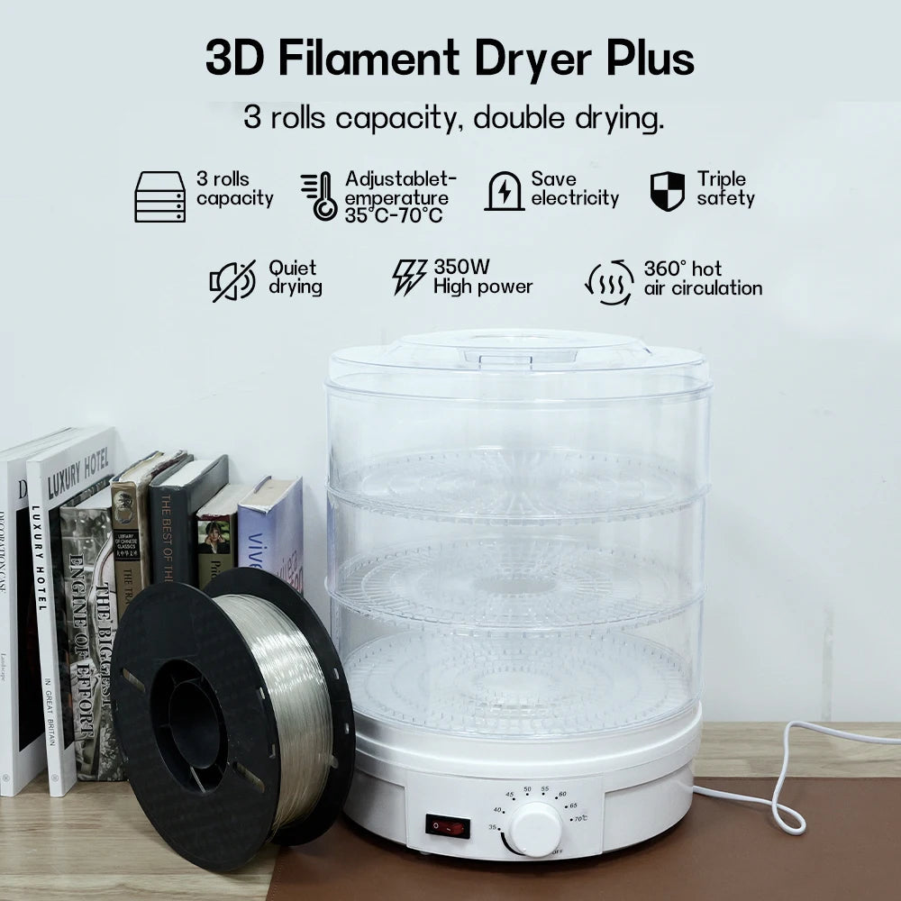 3 Rolls Filaments Dryer Box 360° Hot-air Heating 1kg Filament Dehydrator for 1.75mm/2.85mm ABS PLA PETG TPU 3D Printing Material Elk-Valley 3D