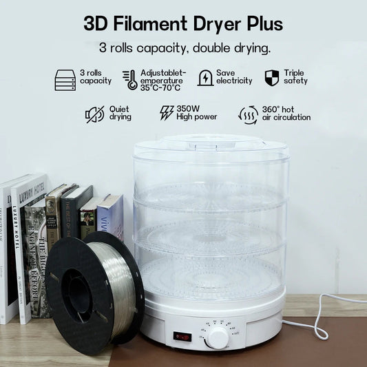 3 Rolls Filaments Dryer Box 360° Hot-air Heating 1kg Filament Dehydrator for 1.75mm/2.85mm ABS PLA PETG TPU 3D Printing Material Elk-Valley 3D