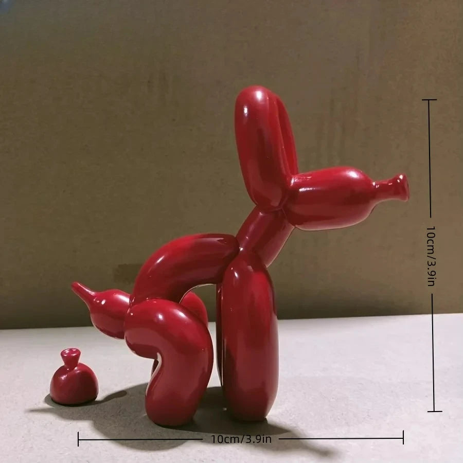 Poop Dog Balloon Statue Shiny Gold Creative Dog Abstract Ceramic Ornament Sculpture Figurine Statue Home Office Decor Elk-Valley 3D