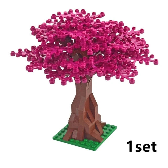 DIY Plant Tree City Bricks Assemble MOC Pine Christmas Tree Model Building Blocks Educational Sunflower Brick For Children Gifts Elk-Valley 3D