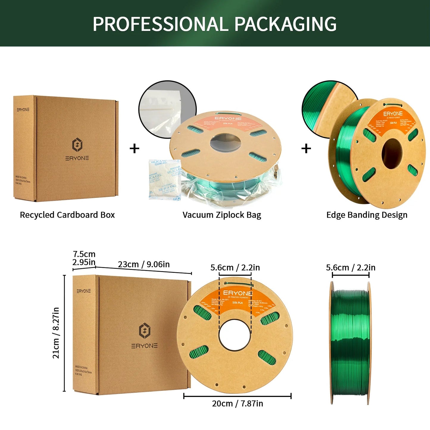 ERYONE 1KG Silk PLA 3D Printer Filament 1.75mm, Premium Silk Shiny Finish Single Color, Glossy Smooth Surface 1kg Spool Elk-Valley 3D