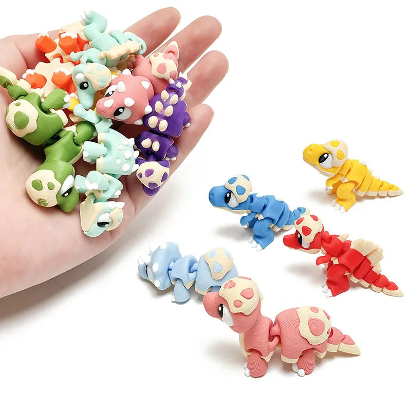 Mini 3D Printed Dinosaur Toys - Movable Joints Egg Shell T-Rex Spinosaurus Triceratops Brachiosaurus for Desktop Creative Decor Elk-Valley 3D