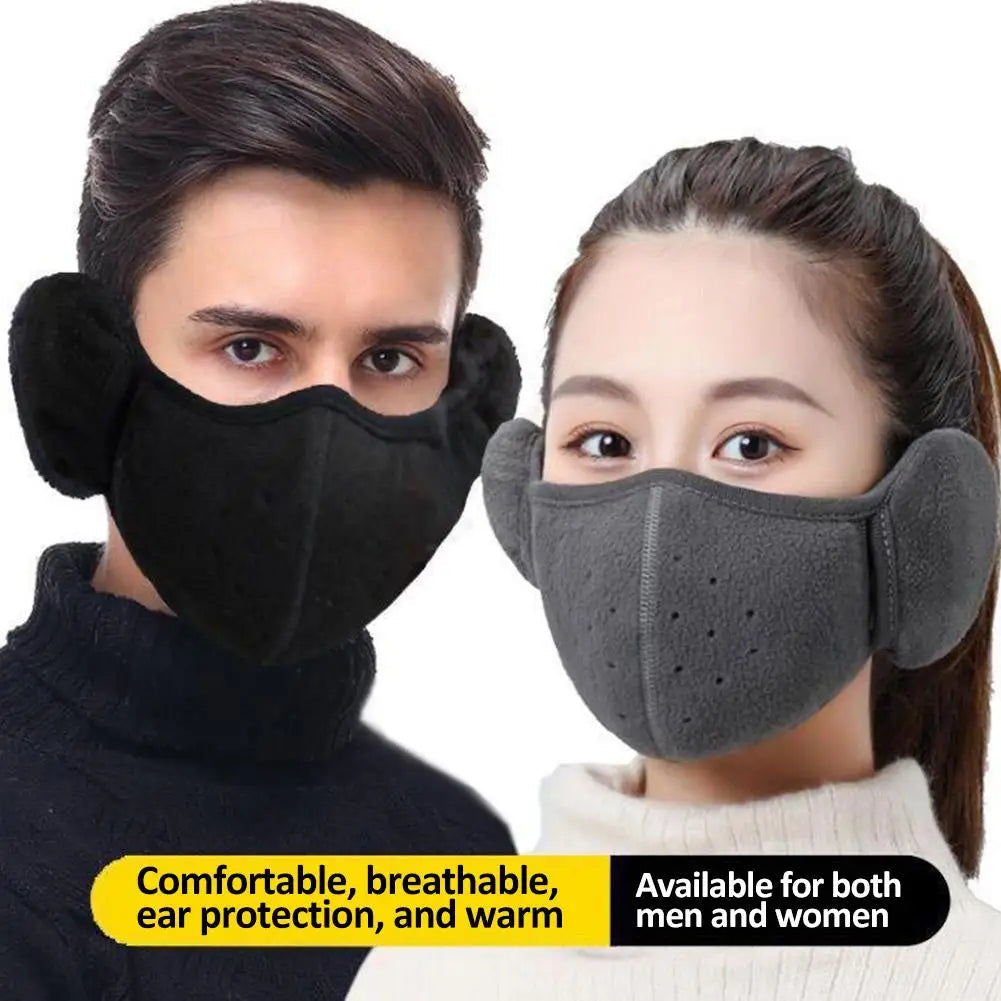 Winter Fleece Earmuffs with Windproof Mouth Cover Unisex Warm Ear Warmer Breathable Face Mask for Outdoor Activities Elk-Valley 3D