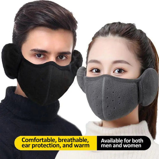 Winter Fleece Earmuffs with Windproof Mouth Cover Unisex Warm Ear Warmer Breathable Face Mask for Outdoor Activities Elk-Valley 3D