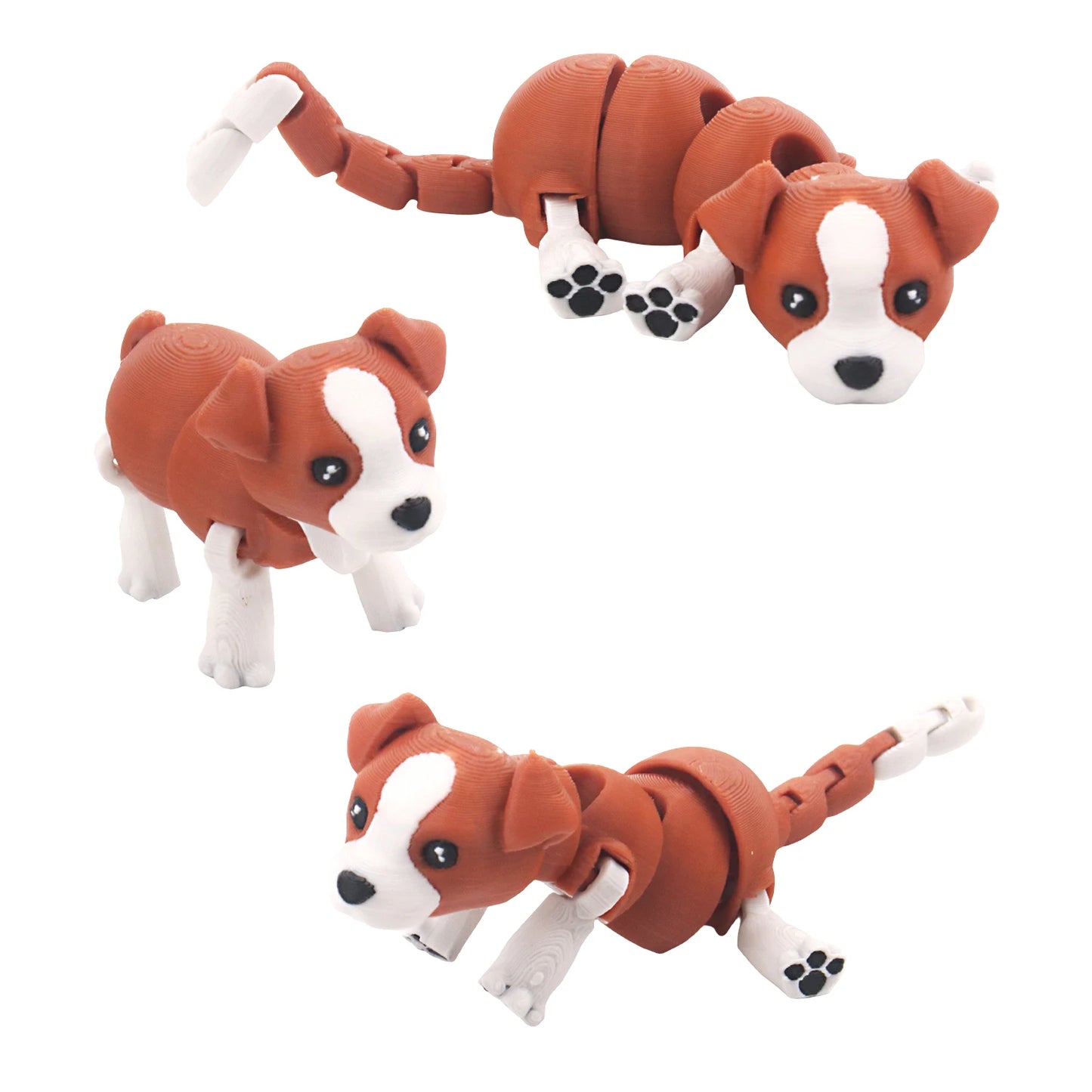 3D printed dog model, flexible animal toy statue, movable joints, home office decoration
