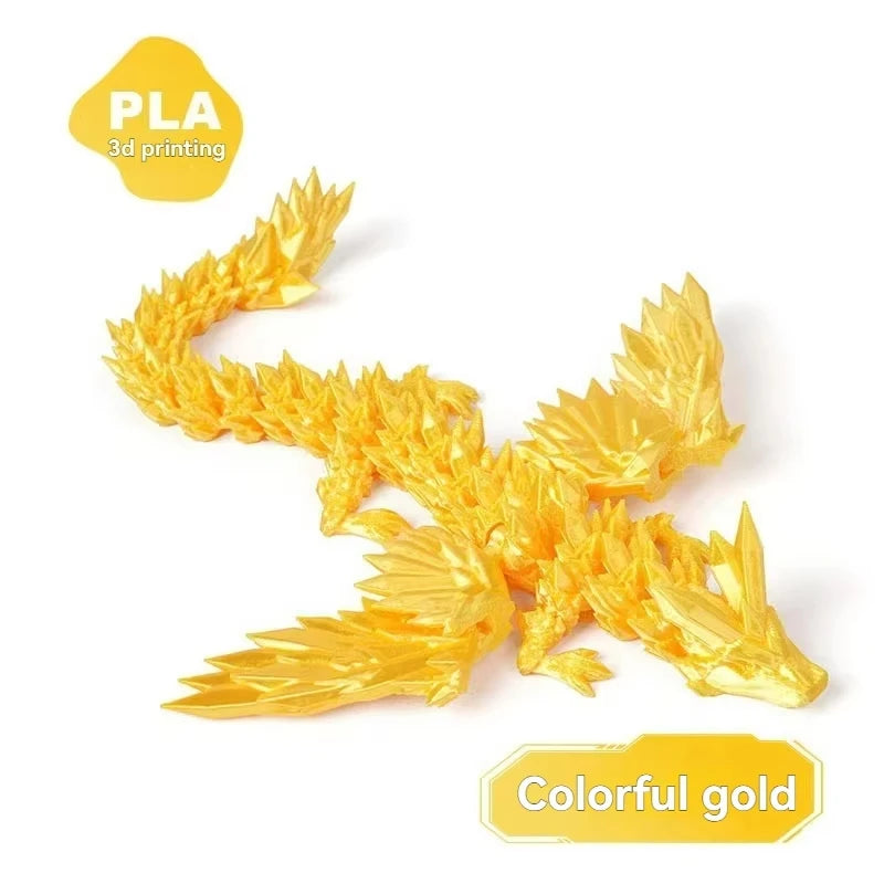 3D Printed Colorful Gem Dragon Figurines Movable Joint Rotatable Articulated Crafts Western Style Miniature Desk Ornament Dragon Elk-Valley 3D