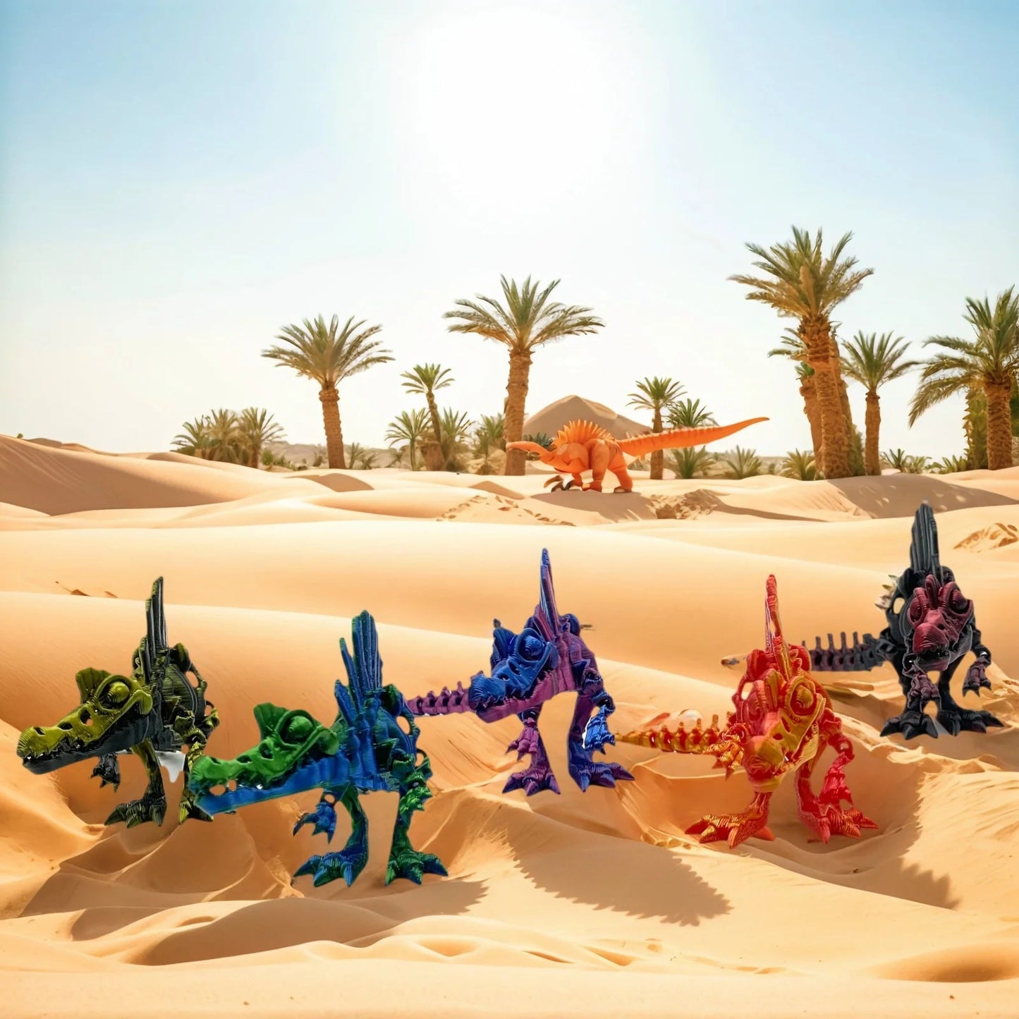3/5 pieces set 3D printed 15cm Spinosaurus, multiple colors, movable joints can stand and lie down, home party holiday Elk-Valley 3D