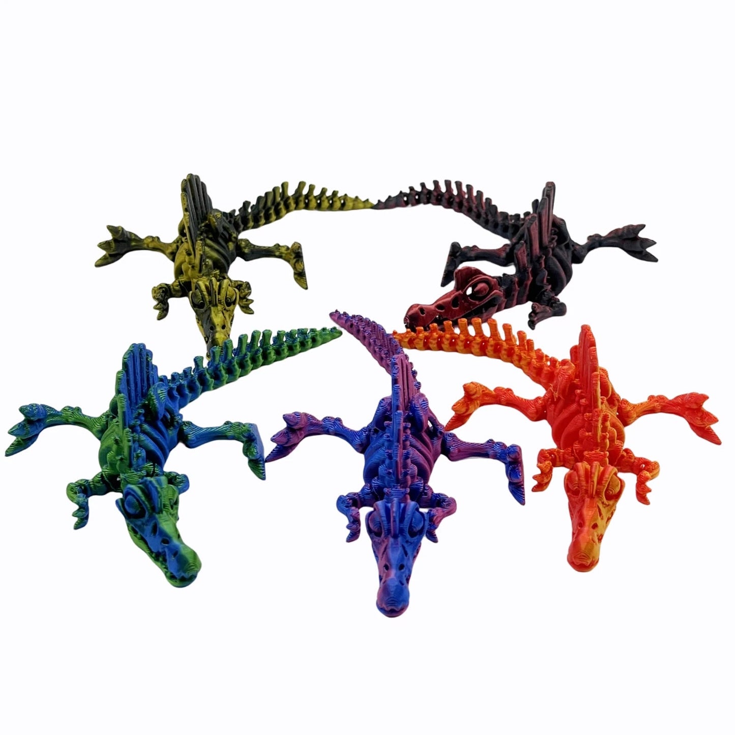 3/5 pieces set 3D printed 15cm Spinosaurus, multiple colors, movable joints can stand and lie down, home party holiday Elk-Valley 3D