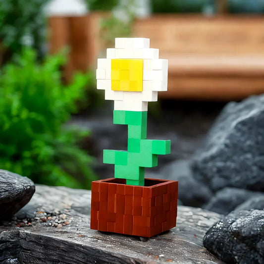 3D Printed Pixel - style Small Flower Decoration - Creative Cube Shape, a New Favorite for Desk Decoration Elk-Valley 3D