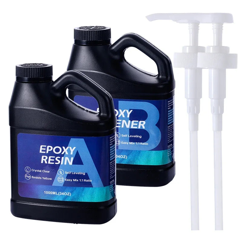 2000ML Epoxy Resin Kit Easy Mixing Crystal Clear Epoxy Resin Bubble-Free Anti-Yellowing Resin for Casting, DIY, Resin Art, Molds