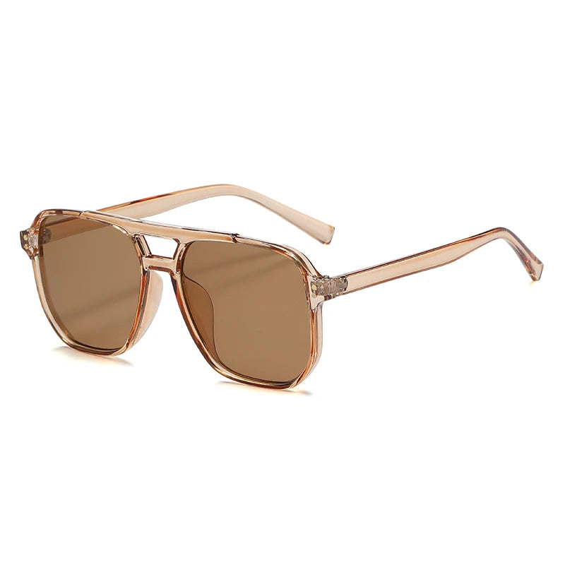 Classic Retro Oversized Pilot Sunglasses Women Vintage Double Bridge Big Oval Sun Shades Glasses Unisex Yellow Lens Eyewear Elk-Valley 3D