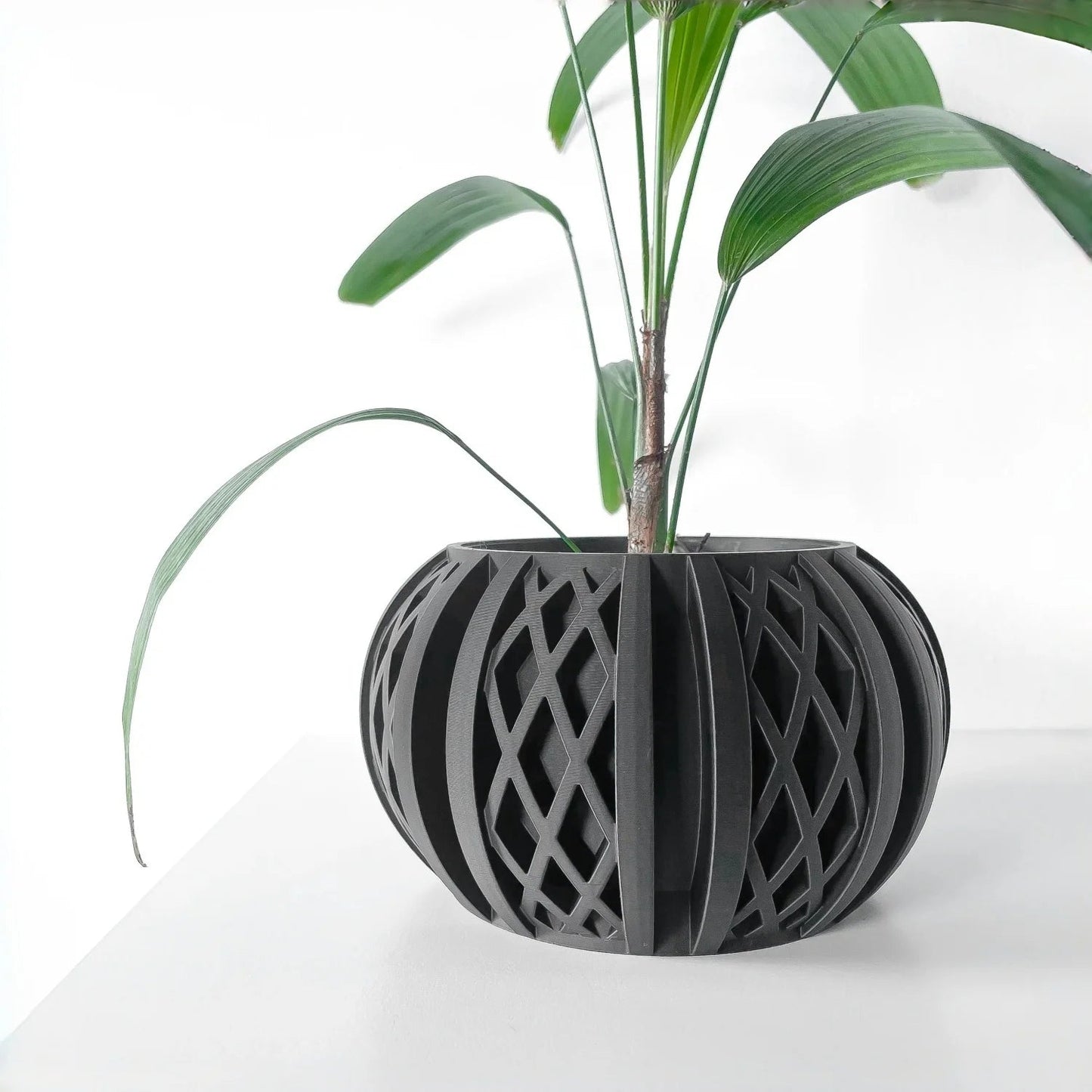 Sustainable 3D Printed Flower Pot Square Line Texture Rhombus Pattern Home Decor Stylish flower pot Elk-Valley 3D