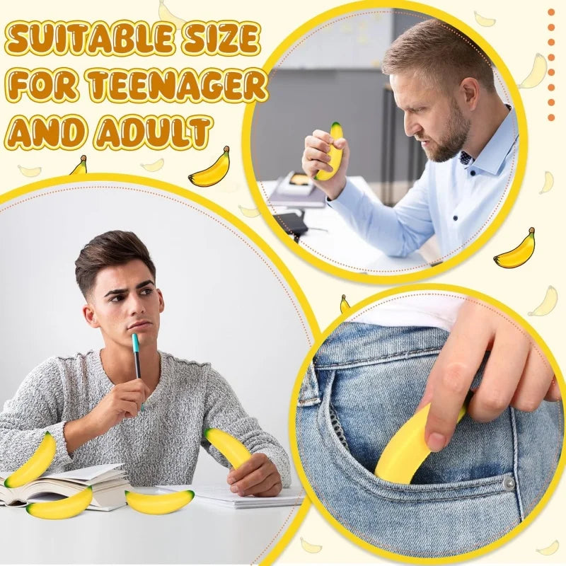 Fake Banana Squishy Toys Soft Lightweight & Durable PU Foam Fruit Squeeze Toy Fun & Relaxing with Realistic Look Funny Prop Elk-Valley 3D