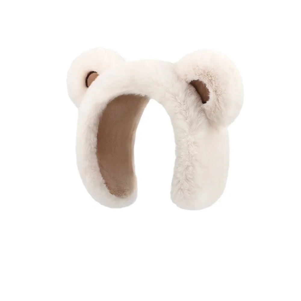 Winter Ear muffs Faux Fur Warm Earmuffs Cute Foldable Outdoor Ear Warmers For Women Girls Elk-Valley 3D