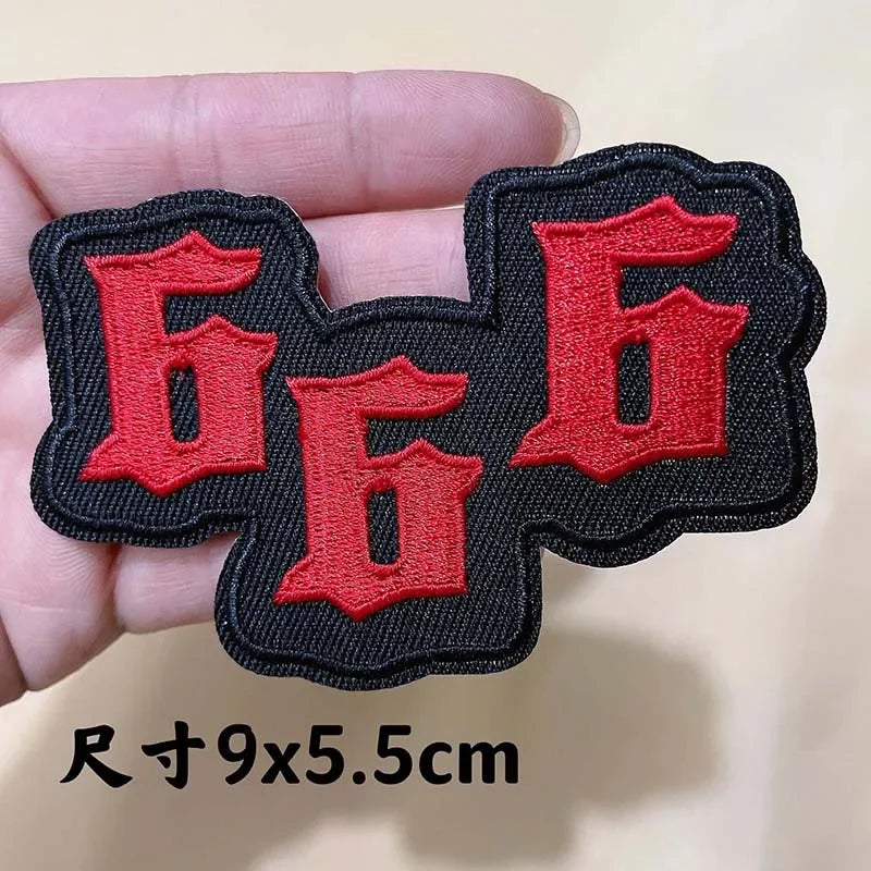 5PCS/ Text Clothing Stickers Fabric Applique Embroidery Iron On Patches,Punk Rock Music Band Badges Clothes Striped Sewing Patch Elk-Valley 3D