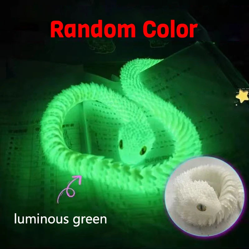 2026 New 3D Printed Snake Realistic Snake Statue Movable Joint Fidget Toys Simulation Snake Year Desk Ornament Animal Model Gift Elk-Valley 3D