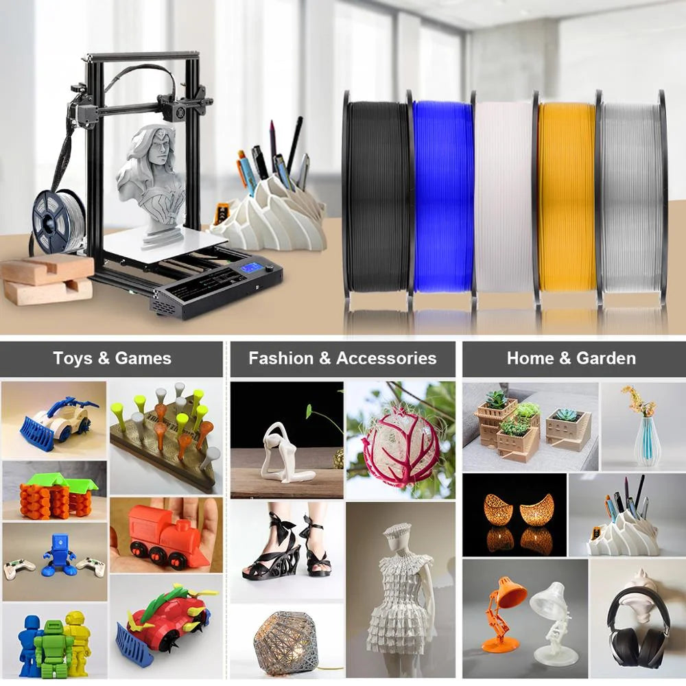 JAYO petg 3d printer filaments PETG 5Rolls 1.75mm Mixed Color Bubble Free FDM 3D Printer Material for 3d pen refill 1.1kg/1rolls Elk-Valley 3D