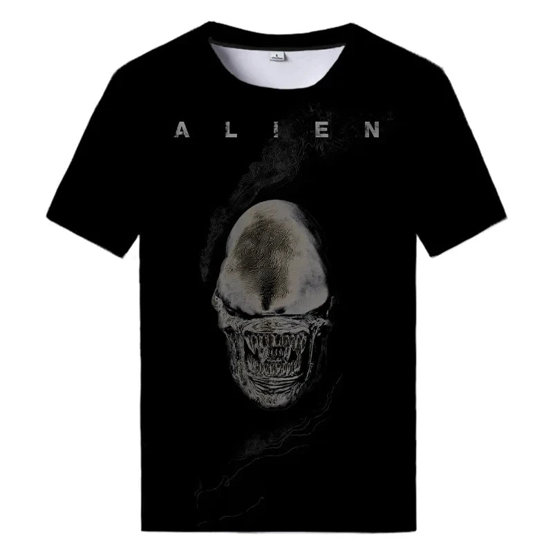 Summer New Alien Art 3D Print T-shirt For Men Clothing Daily Casual T-shirt Horror Alien Movie Graphic Harajuku Tops Tee Shirts Elk-Valley 3D