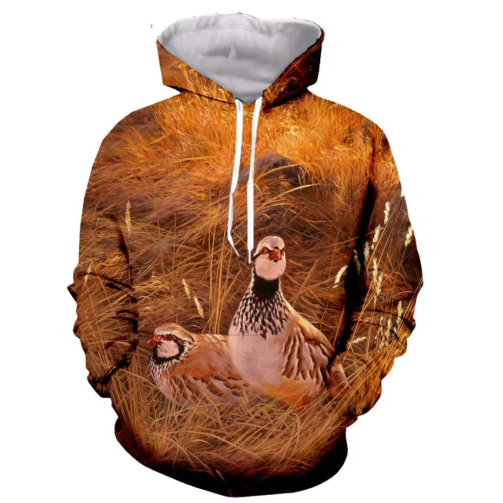 2022 Spring and Autumn 3D Printing Men's Women's Hoodie Hunting Suit Partridge Long Sleeve Fashion XL Pullover Camouflage Elk-Valley 3D
