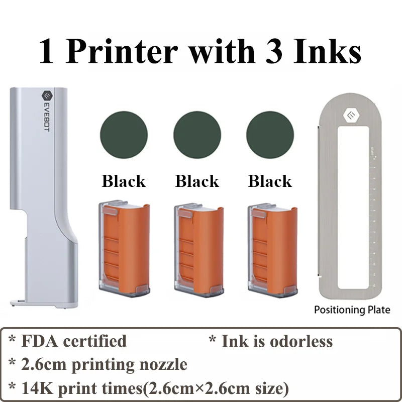 Evebot Food-grade Portable PrintPen Handheld Inkjet Printer Specifically for Food Surfaces Perfect for Coffee Macaron Cakes Elk-Valley 3D