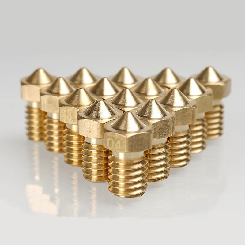10PCS  3D Printer V6 M6 Threaded Brass Nozzle 0.2/0.25 0.3/0.4/0.5/0.6/1.0mm for 1.75/3.0mm Filament E3D V5 V6 Hotend Extruder Elk-Valley 3D