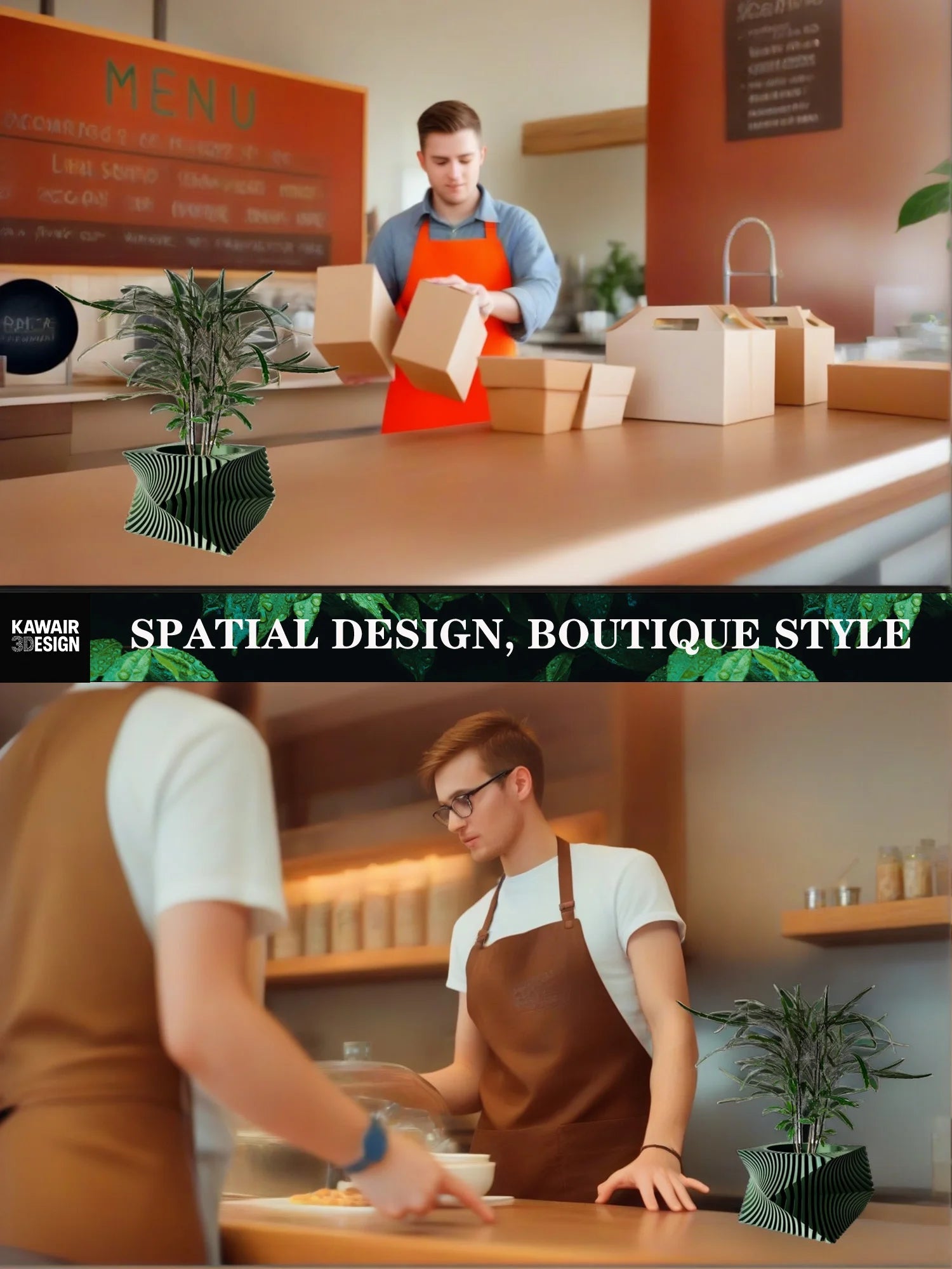 3D Printed Plant Pot Home Use Biodegradable Flower Pot Decorative  Stripe Flower Pot Desktop  Maceteras Decorations Interior Elk-Valley 3D