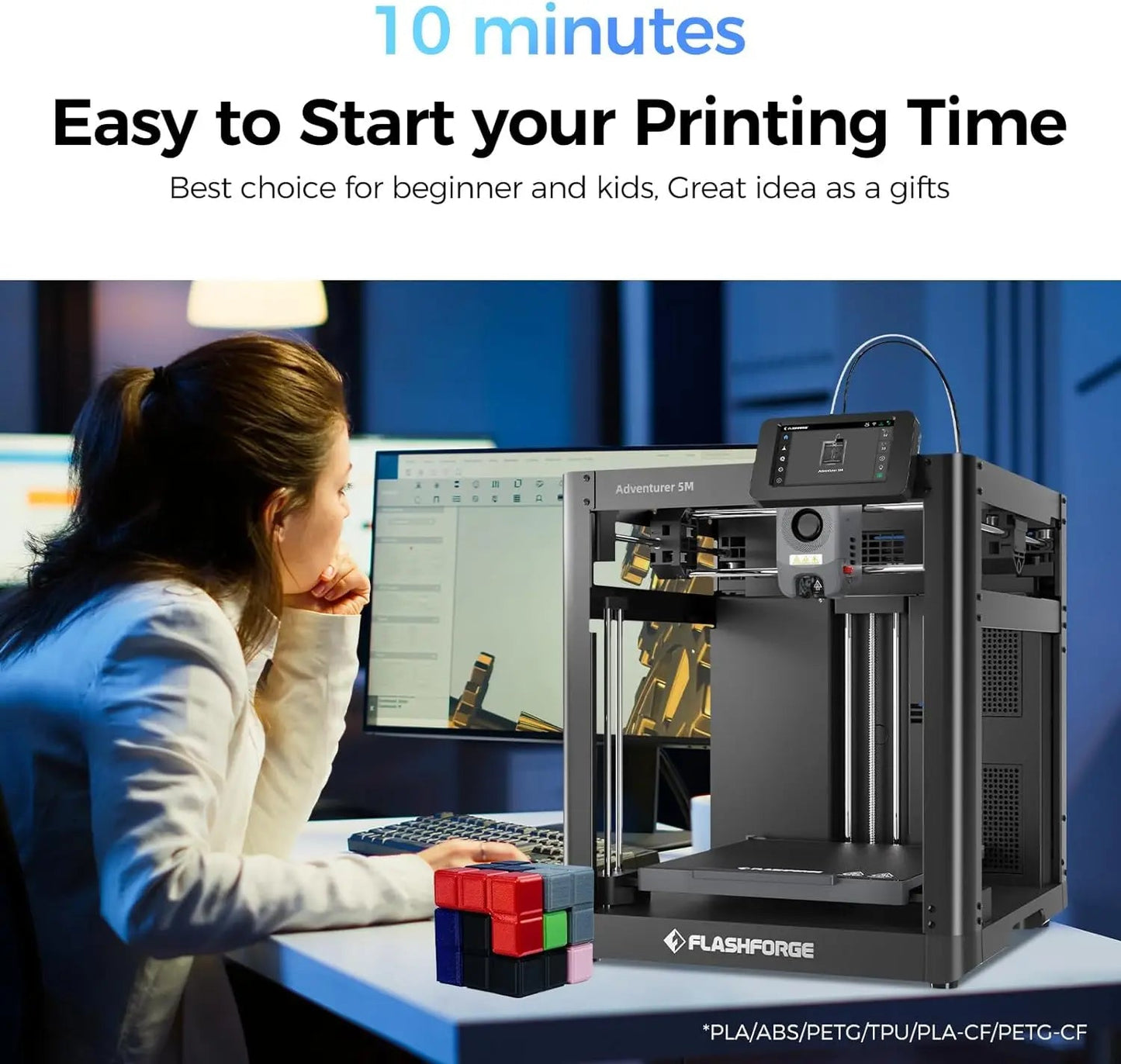 Flashforge AD5M 3D Printer Fast Speed Adventurer 5M Fully Auto Leveling 280°C Direct Extruder with 3S Detachable Nozzle Elk-Valley 3D