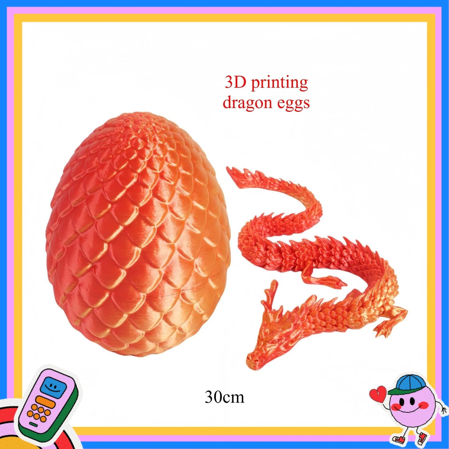 3D Printed Dragon Eggs, Containing Little Dragons, Easter 3D Movable Eggs, Stress-Relieving Toys, Surprise Printed Animal Toys Elk-Valley 3D