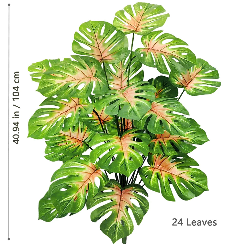 52-104cm(40.94in)  Artificial Monstera Plant Fake Palm Tree Plastic Turtle Leaf Green Plant for Home Garden Room Office Decor Elk-Valley 3D