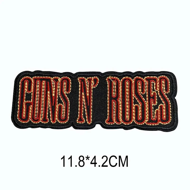 5PCS/ Text Clothing Stickers Fabric Applique Embroidery Iron On Patches,Punk Rock Music Band Badges Clothes Striped Sewing Patch Elk-Valley 3D