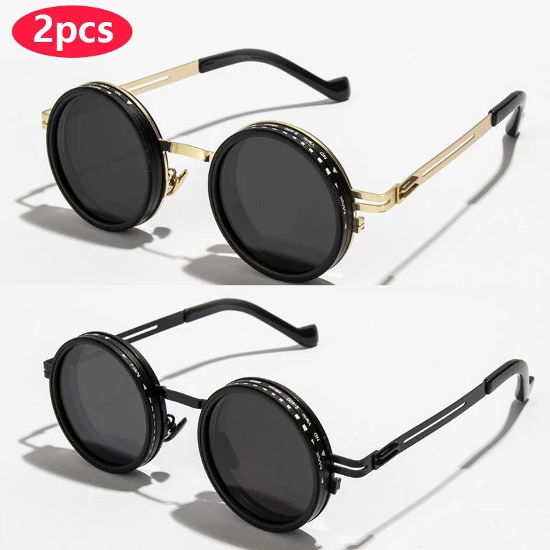 Polarized Round Sunglasses ND9 Adjustable Dimming Sun Glasses Men Women Retro Punk Men's Fishing Eyeglasses Outdoor Shades UV400 Elk-Valley 3D