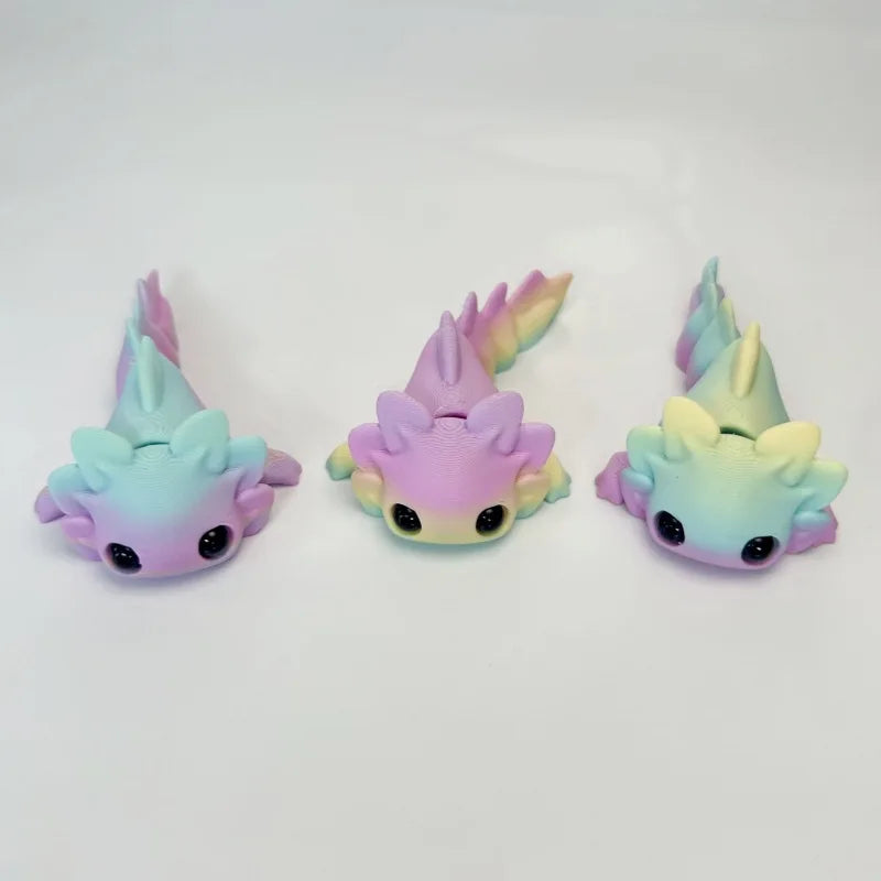 3D Printed Axolotl Fidget Toy, Movable Joint Salamander Figurine, Colorful Articulated Desk Decor Elk-Valley 3D